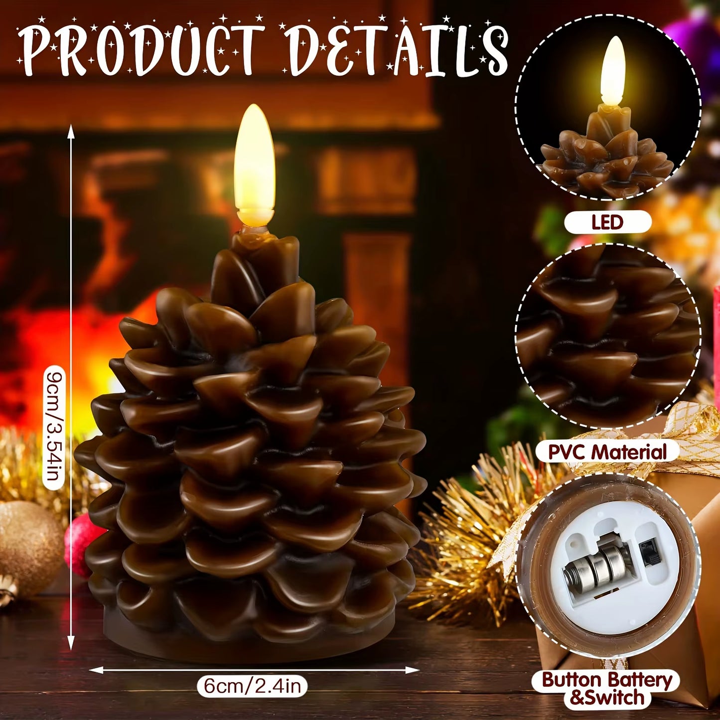 Electronic LED Pinecone Candle